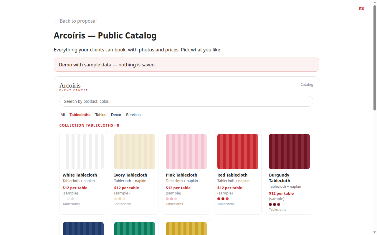Product catalog example